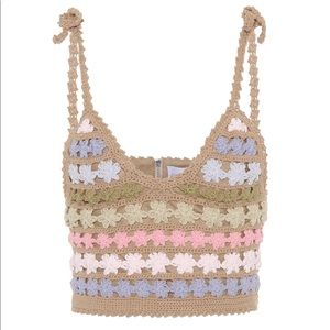 She Made Me M-L Brown Maaia Crochet Crop Top